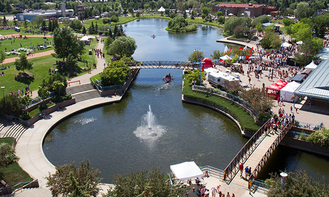 aerial of centre in the park fountain