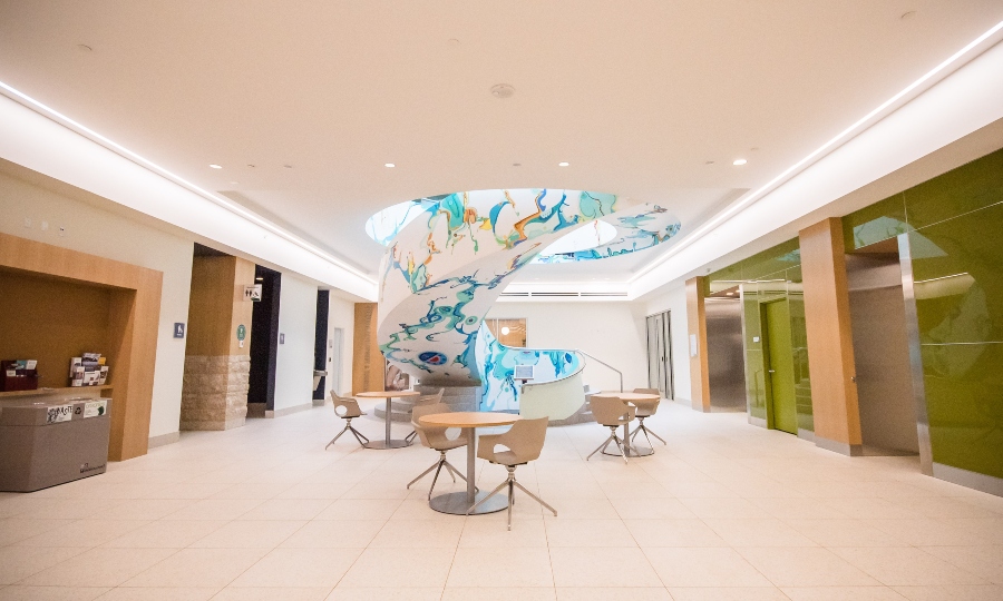 Alex Janvier staircase mural in County Hall main floor
