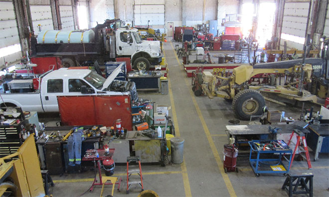 Fleet of vehicles in the garage