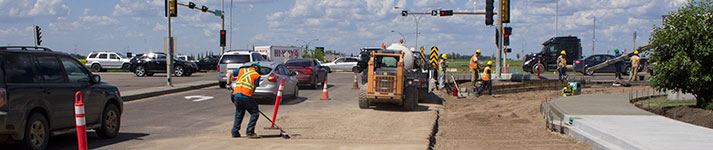 Road construction in Strathcona County
