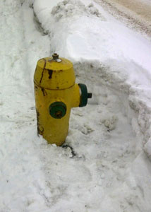 Fire hydrant cleared of snow and ice