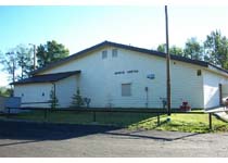 Hall exterior and parking area