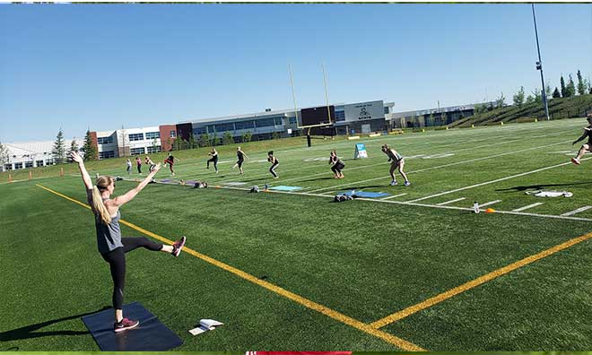 Outdoor fitness physically distanced class