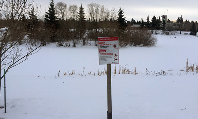 Residents urged to stay off stormwater ponds