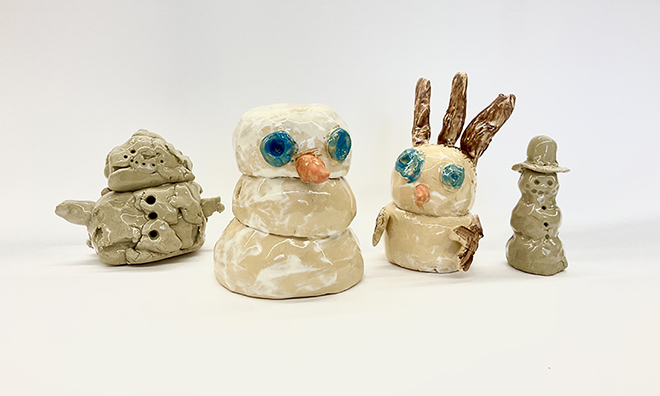 Children's clay sculptures