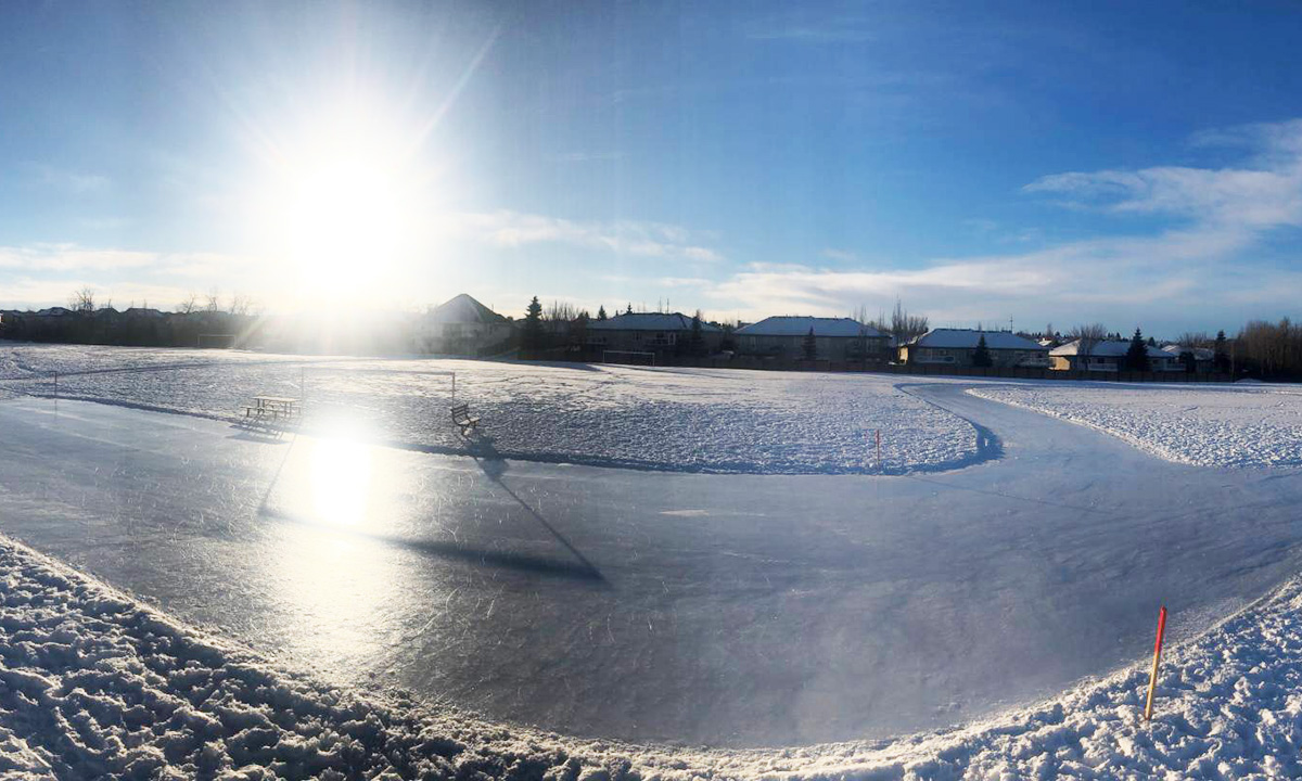 Clover Bar Ranch snowbank rink and skating pathway