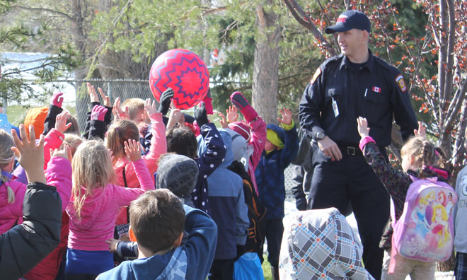 Children learning about safety outside