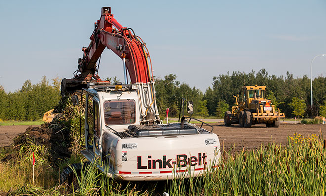 Image showing construction occurring on a rural road in Strathcona County