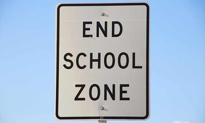 school zone end sign