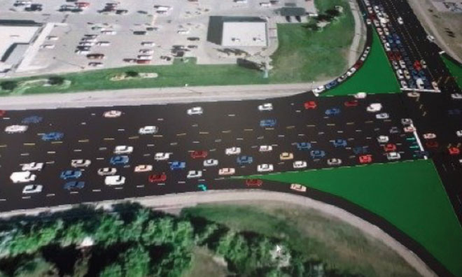 Image of a traffic model on a computer screen